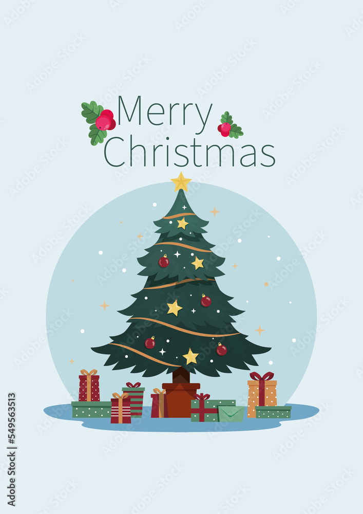 Christmas Card with Christmas Tree and Gifts Christmas Card with Christmas Tree and Gifts