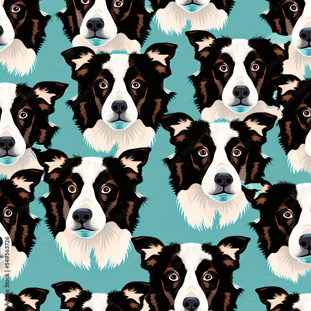 Border collie pattern vector illustration. Generative AI