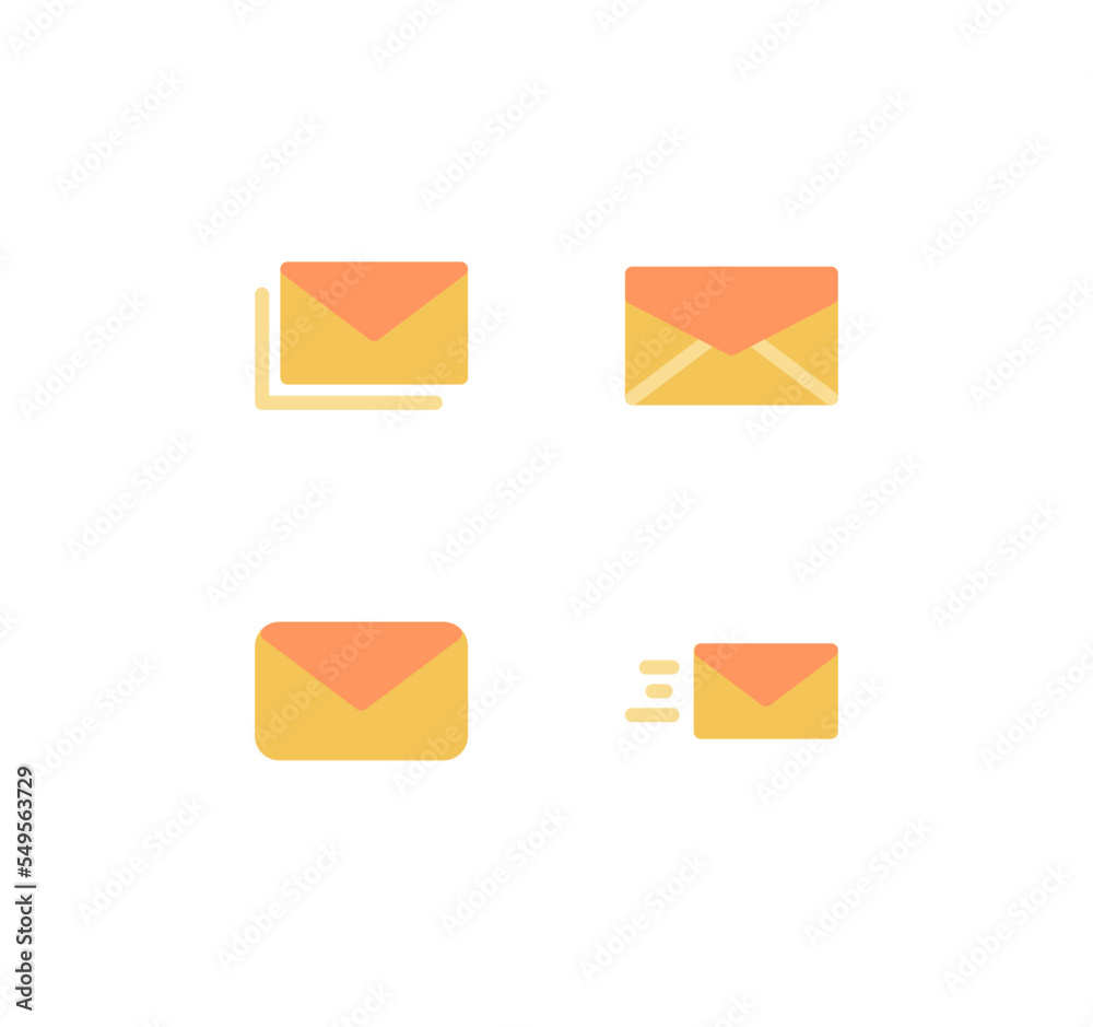 Envelope and mail icon and flat line symbol.