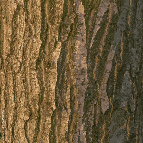 Realistic vector illustration of maple bark close up. Acer barrel texture. Background from living wood. Skin of the forest nature.
