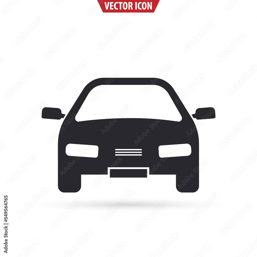 Front view car icon. Transportation concept. Vector illustration isolated on white background.