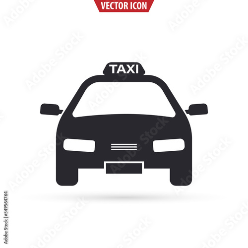 Front view taxi icon. Transportation concept. Vector illustration isolated on white background.