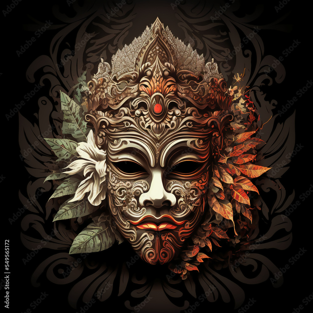 Balinese indonesian mask vector. Generative AI