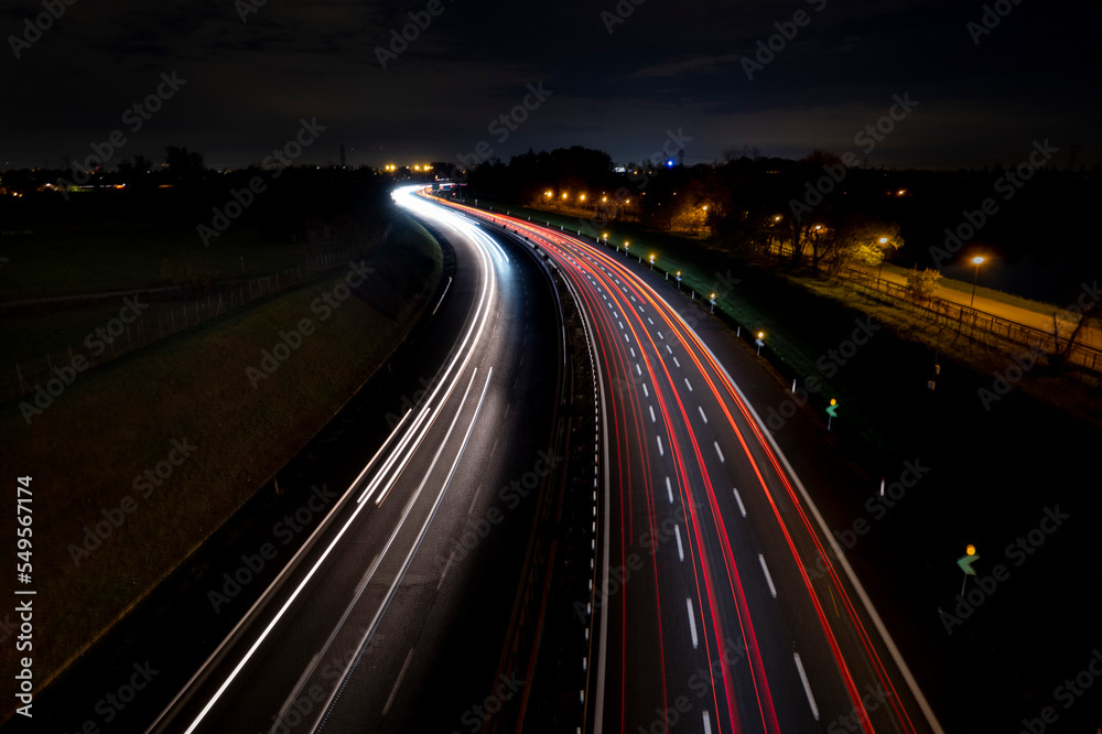 long exposed lights on a motorway