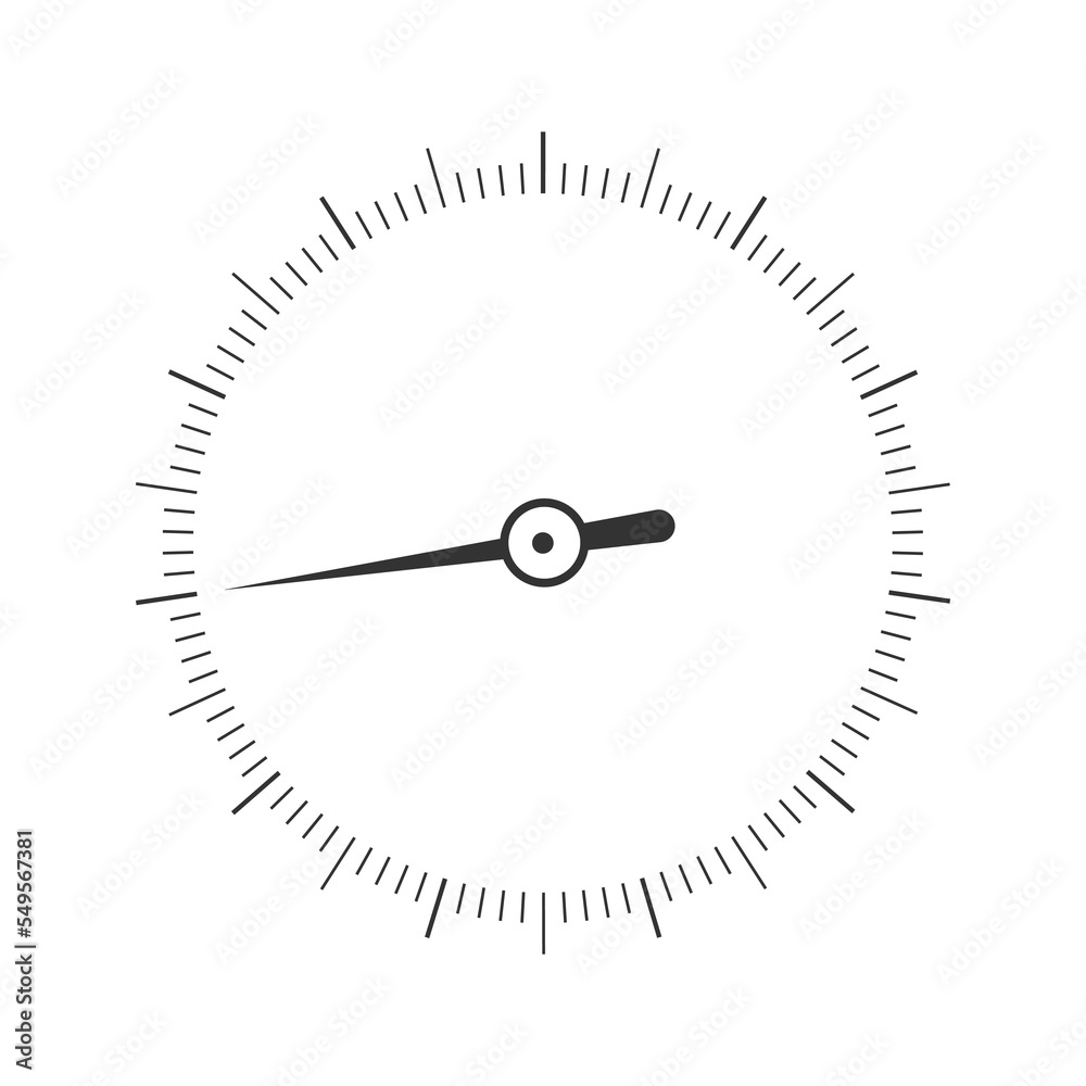 Round measuring scale with arrow. Template of barometer, compass ...