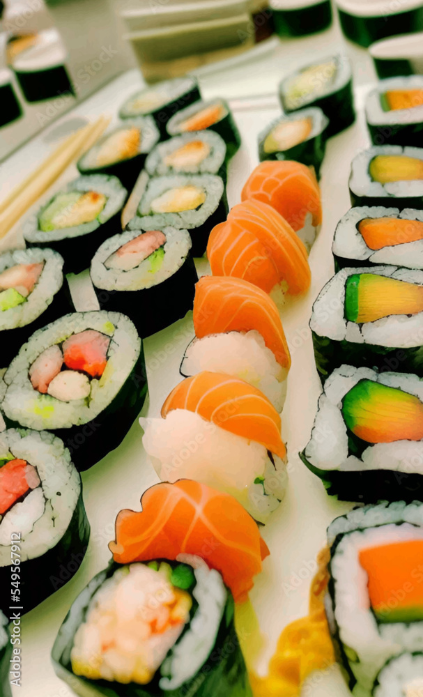 Delicious fresh asian food sushi rolls Delicious fresh asian food sushi rolls