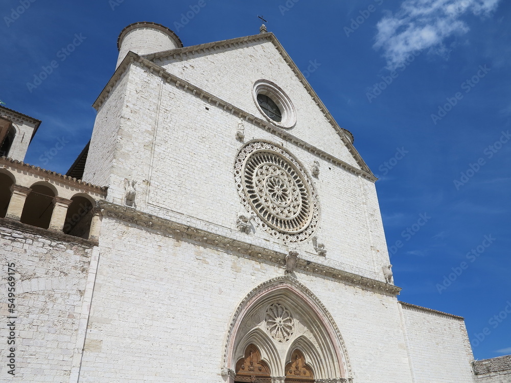 San Francesco d'Assisi Basilica Facade in Umbria, Italy