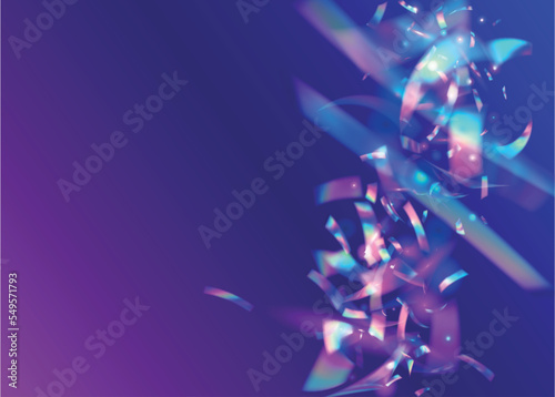 Kaleidoscope Effect. Blue Shiny Sparkles. Cristal Tinsel. Retro Banner. Laser Carnaval Sunlight. Transparent Background. Festive Foil. Webpunk Art. Pink Kaleidoscope Effect