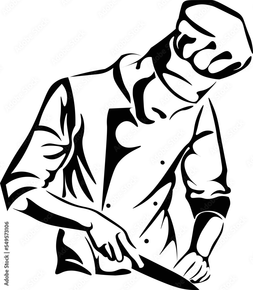 Black and White Cartoon Illustration Vector of Chef Black and White Cartoon Illustration Vector of Chef