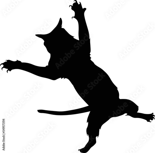 Black and White Cartoon Illustration Vector of Attacking Cat