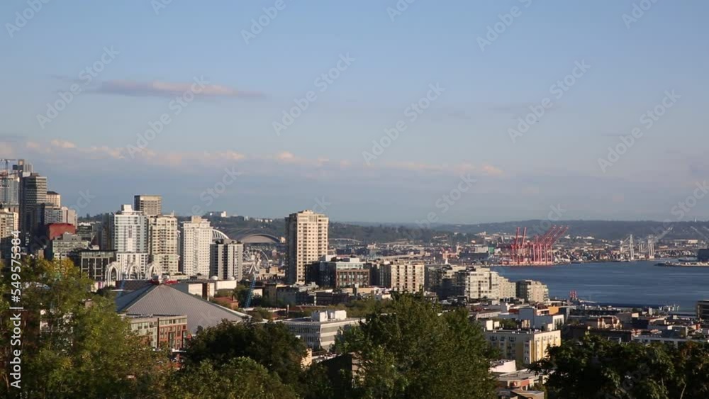 Panoramic aerial view of Seattle business district in a sunny day in Seattle, USA
Panoramic aerial view of Seattle business district in a sunny day in Seattle, USA