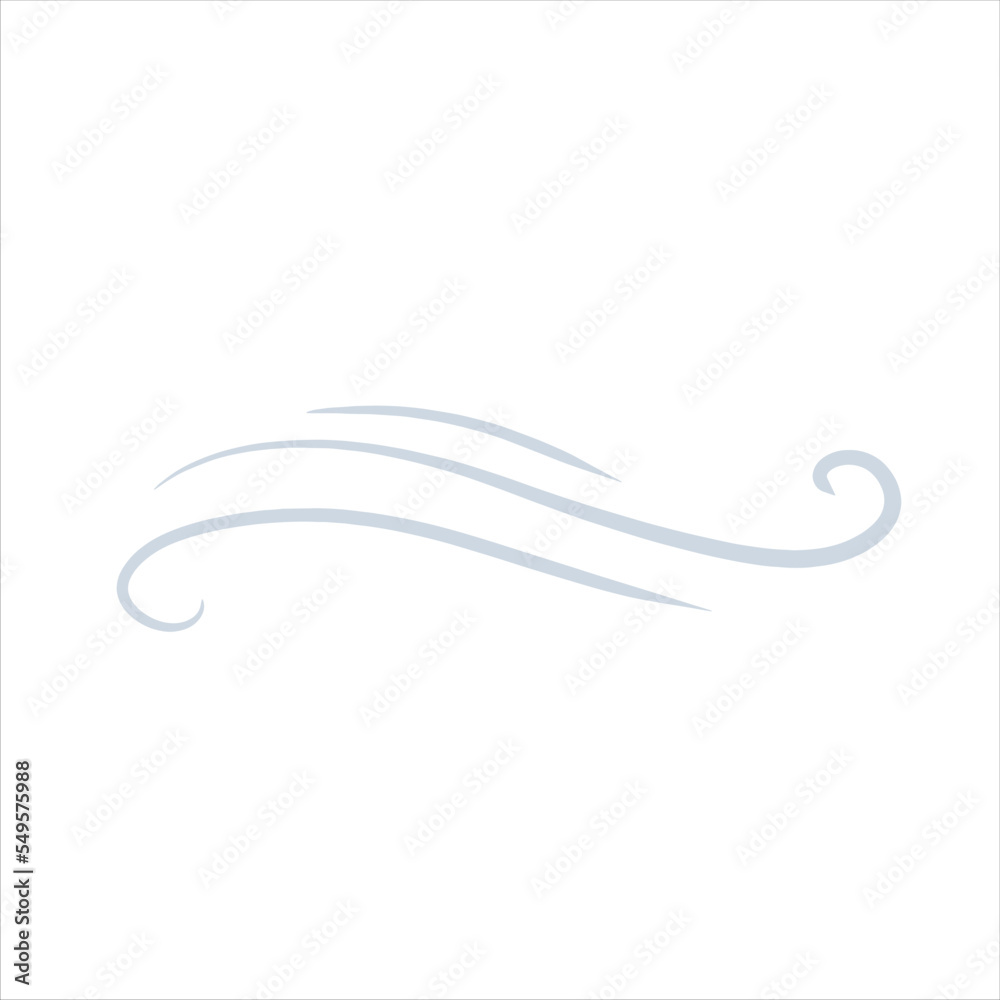 Wind. Air flow. Blue wavy line. Breeze and weather icon. Flat illustration isolated on white background Wind. Air flow. Blue wavy line. Breeze and weather icon. Flat illustration isolated on white background