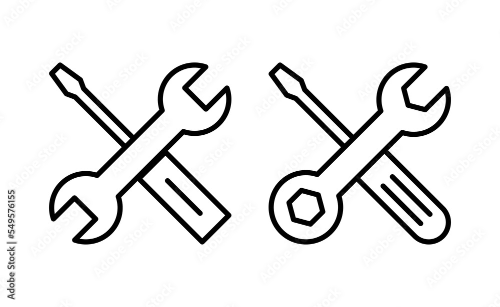 Repair tools icon vector for web and mobile app. tool sign and symbol. setting icon. Wrench and screwdriver. Service Repair tools icon vector for web and mobile app. tool sign and symbol. setting icon. Wrench and screwdriver. Service