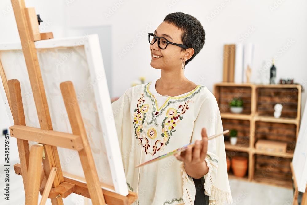 Young hispanic woman smiling confident drawing at art studio Young hispanic woman smiling confident drawing at art studio