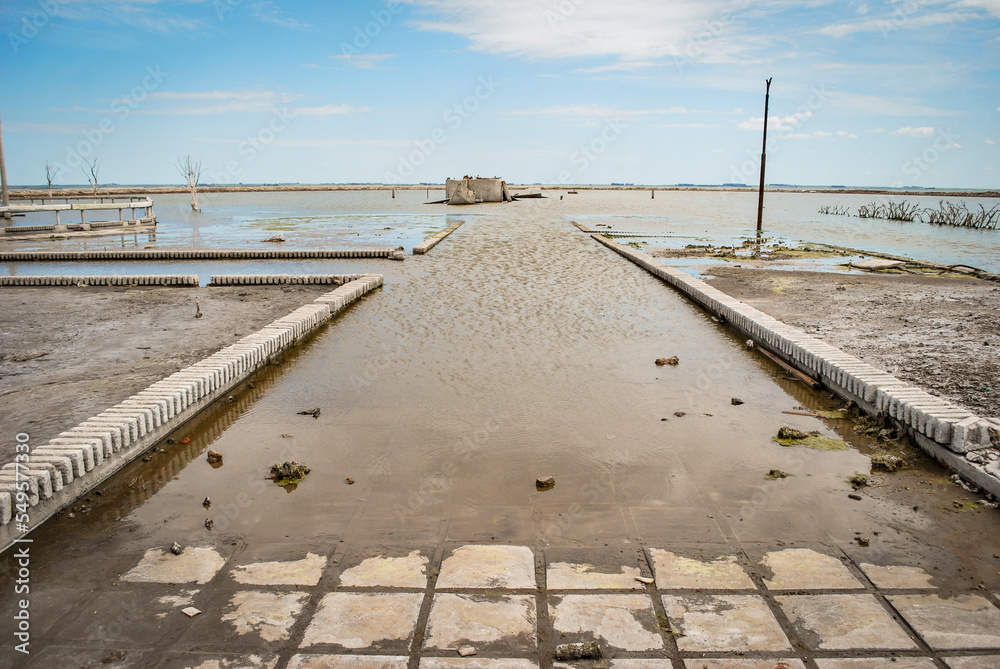Flooded and destroyed city. Epecuen, Buenos Aires, Argentina.