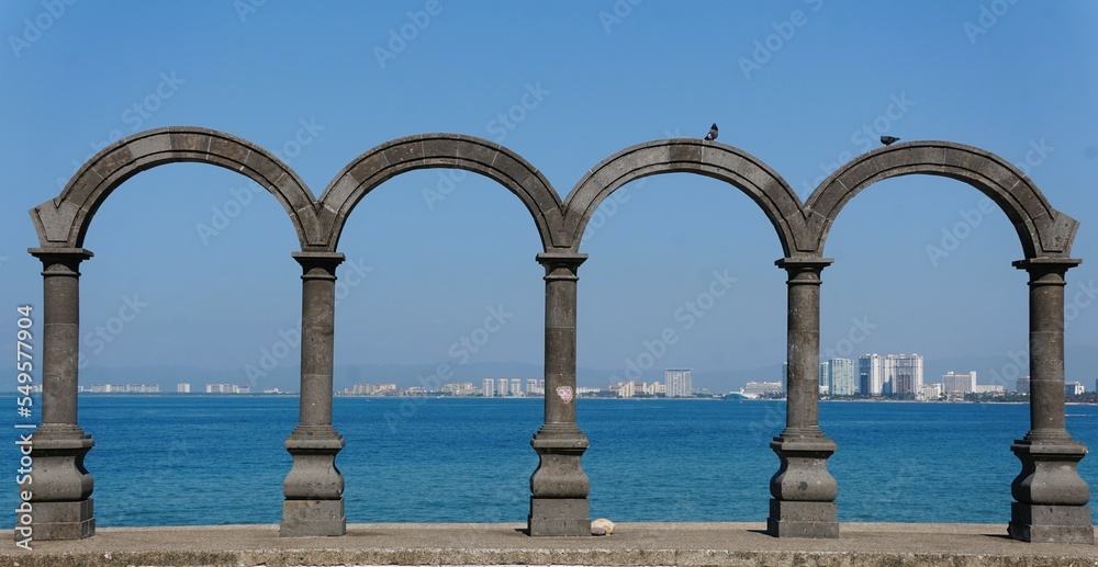 The Los Arcos Marine Park granite arches and the background of the ocean  near Puerto Vallarta, Mexico Stock Photo | Adobe Stock