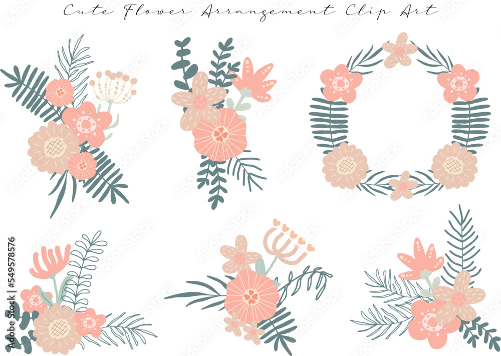 a set of cute hand drawn flower arrangement and wreath a set of cute hand drawn flower arrangement and wreath