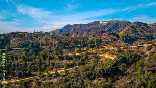 Obraz na płótnie Los Angeles natural woodland park with Hollywood Sign on the Hollywood Hills, vi