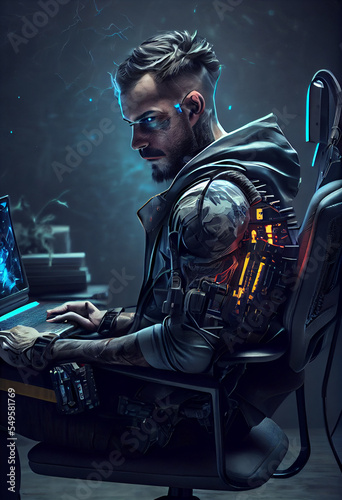 Hacker man typing on laptop  hacking computer system.
