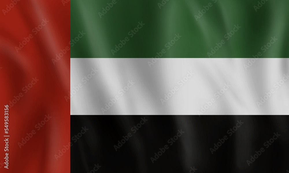 Obraz premium Illustration of Emirates United flag flying isolated.