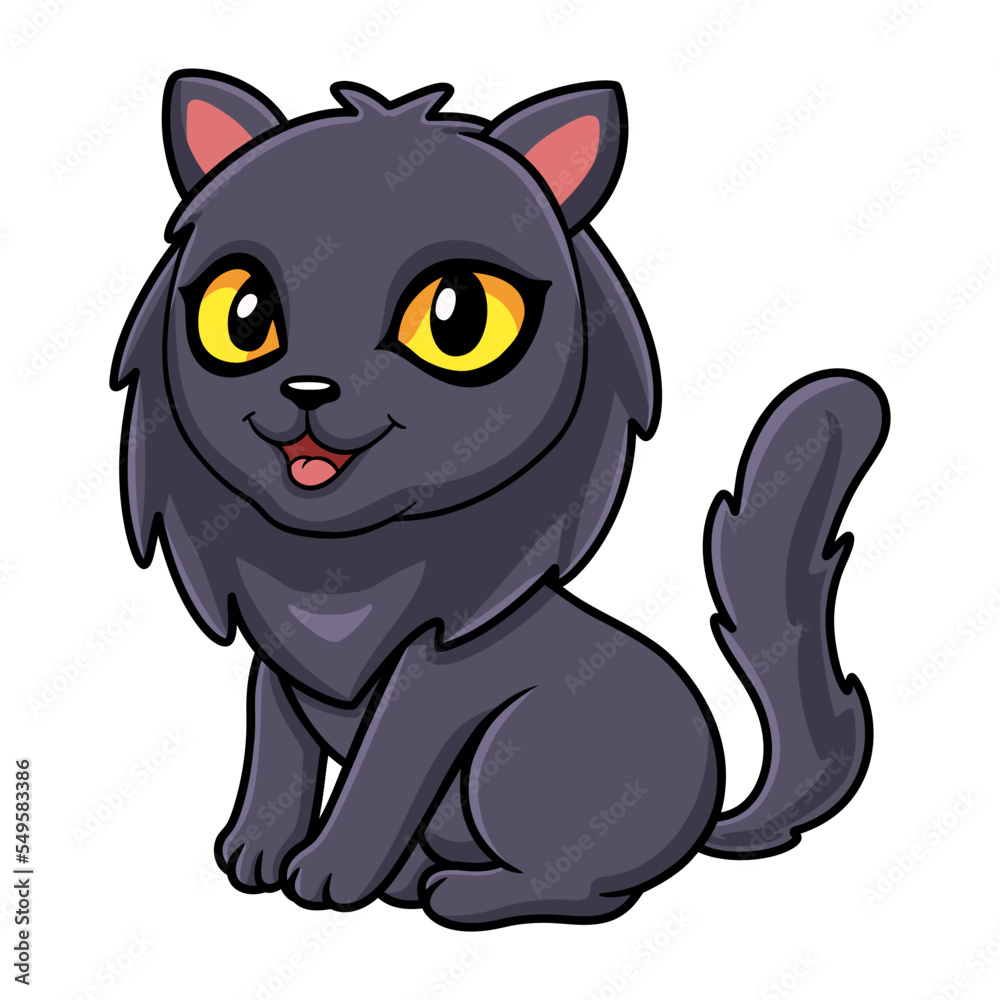 Obraz premium Cute highland fold cat cartoon sitting