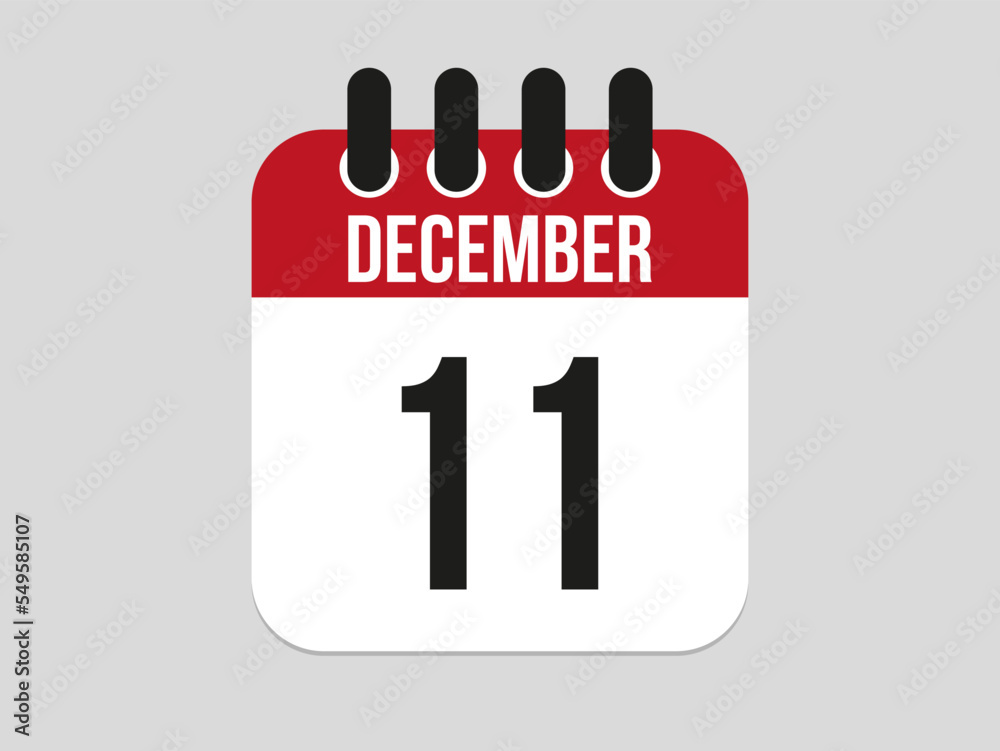 11 December calendar icon. Calendar template for the days of december. Red banner for dates and business 11 December calendar icon. Calendar template for the days of december. Red banner for dates and business