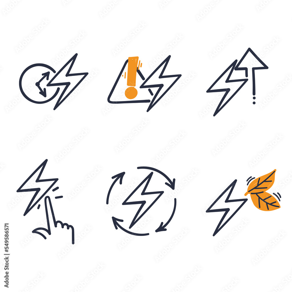 hand drawn doodle Simple Set of electric Energy Related illustration vector hand drawn doodle Simple Set of electric Energy Related illustration vector
