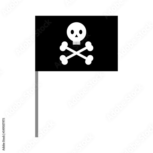 Black cartoon pirate flag. Travel concept. Vector illustration. stock image. 