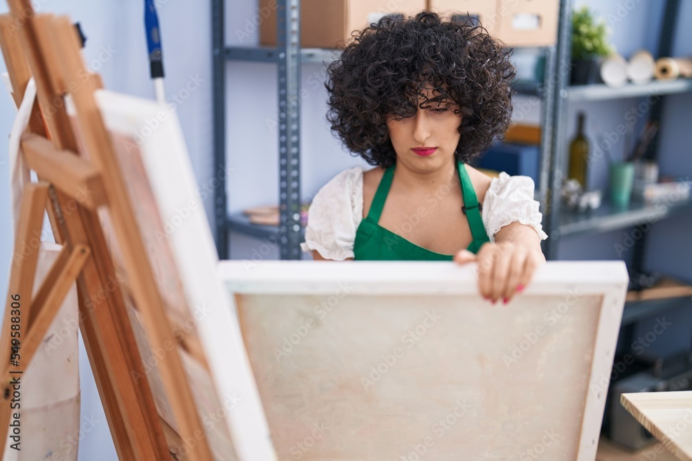 Young middle east woman drawing at art studio Young middle east woman drawing at art studio