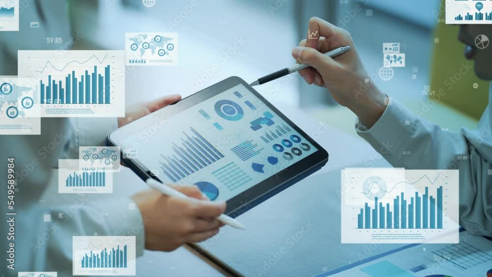 Worker using tablet PC and statistical data. Digital transformation. Paperless work. Worker using tablet PC and statistical data. Digital transformation. Paperless work.