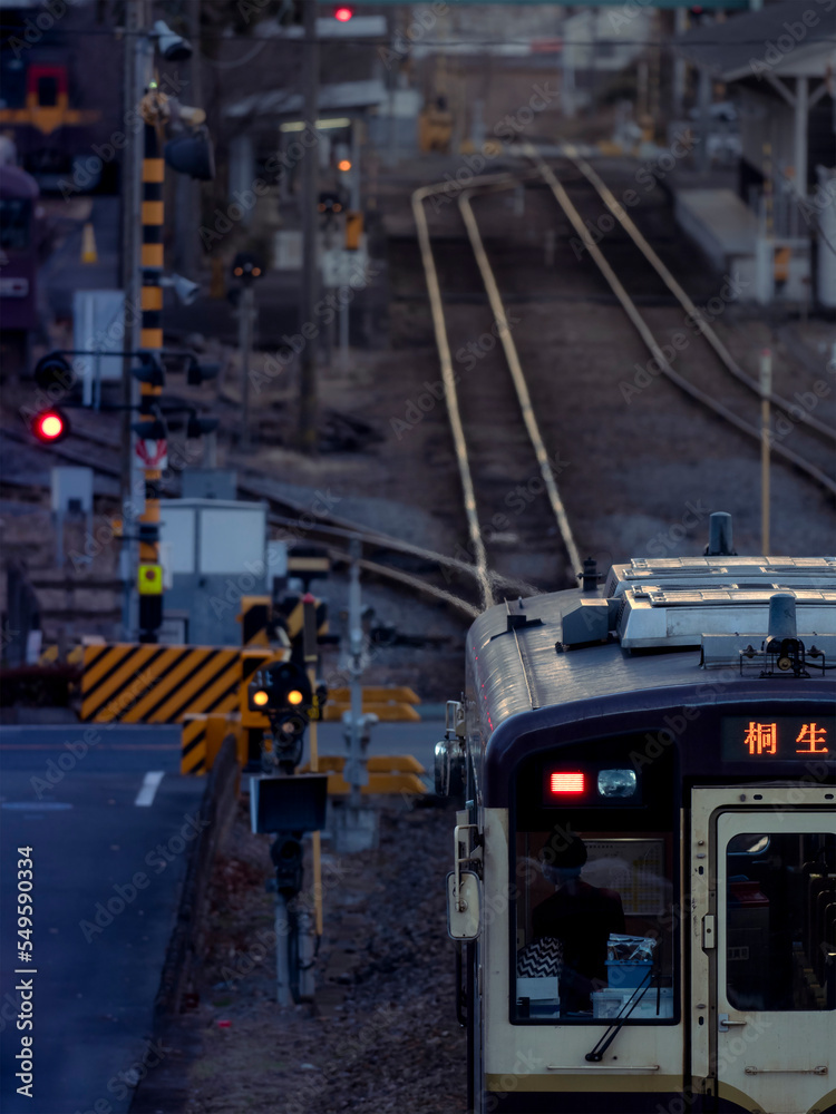 冬の夕暮れの駅,大間々駅 冬の夕暮れの駅,大間々駅
