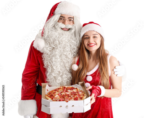 Young couple in Santa costu...