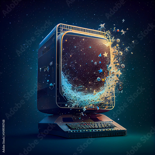 Computer with stars