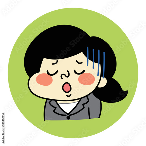 残念な表情のコミカルな女性キャラクターイラスト素材　ビジネス