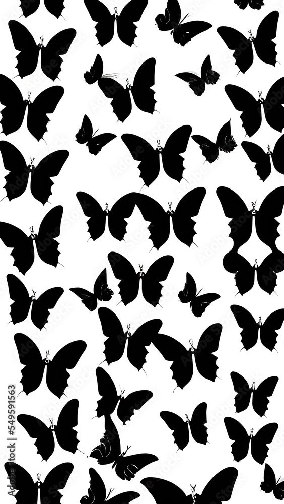 Fototapeta premium set of butterflies silhouettes, butterflies background