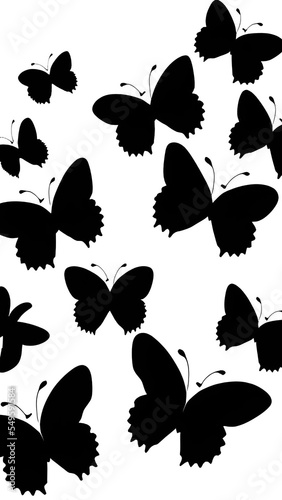 set of butterflies silhouettes, butterflies background
