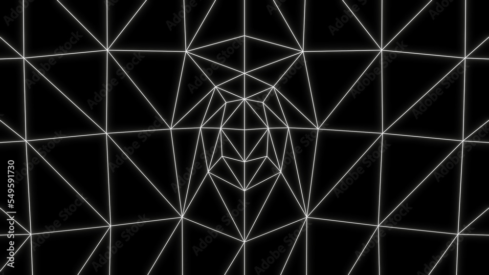 Abstract illustration of a white line pattern as a pattern in a black background.