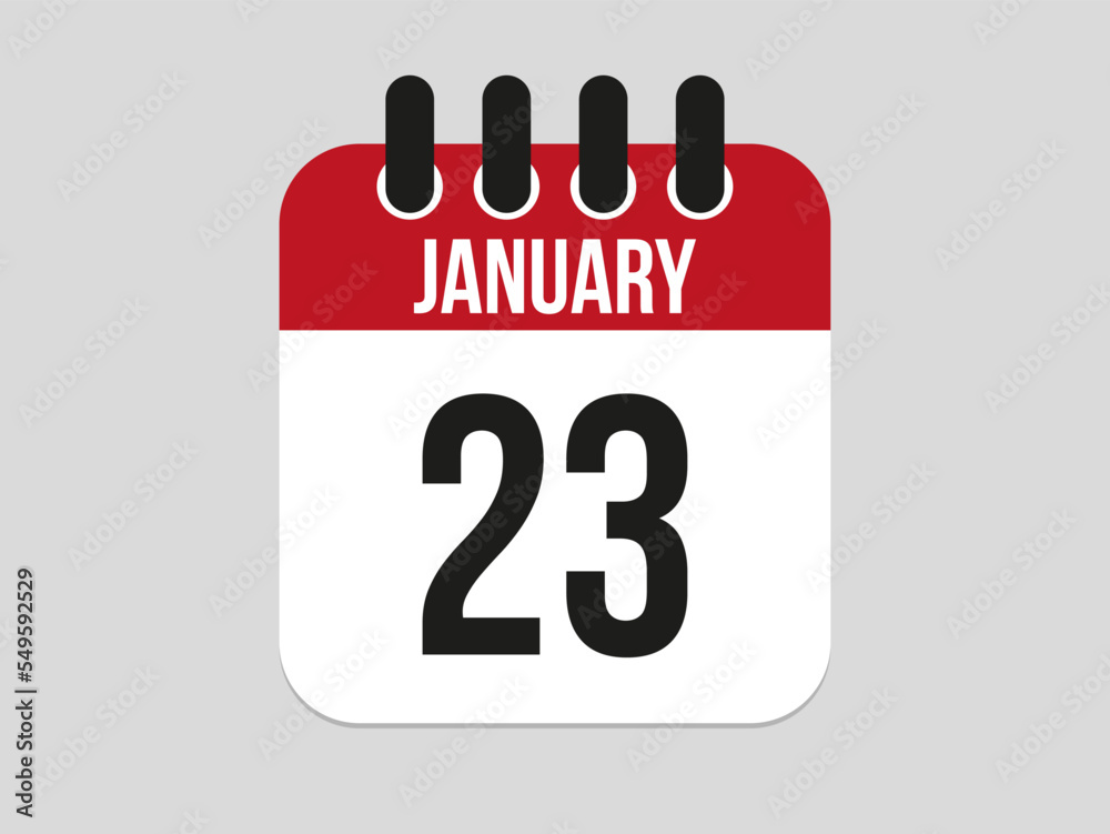23 january calendar icon. Calendar template for the days of january. Red banner for dates and business 23 january calendar icon. Calendar template for the days of january. Red banner for dates and business