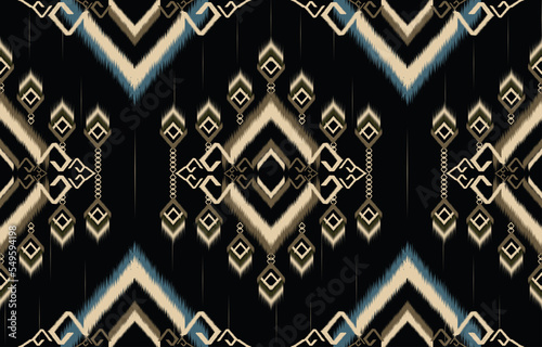 Ikat pattern design. Eethnic ikat pattern oriental African American Indonesia, Asia, Aztec motif textile and bohemian. design for background, wallpaper, carpet print, fabric, batik . ikat pattern. 