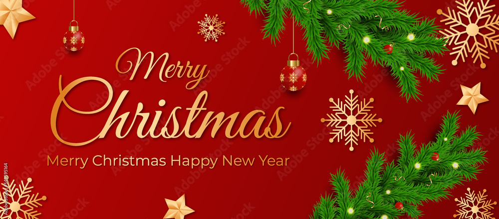 Red Gradient Merry Christmas Background, Merry Christmas Greetings