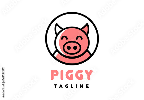 The cute pig logo is suitable for the business symbol.