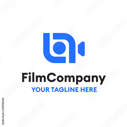 Video Audio Film Recorder Camera Human Connect Vector Abstract Illustration Logo Icon Design Template Element