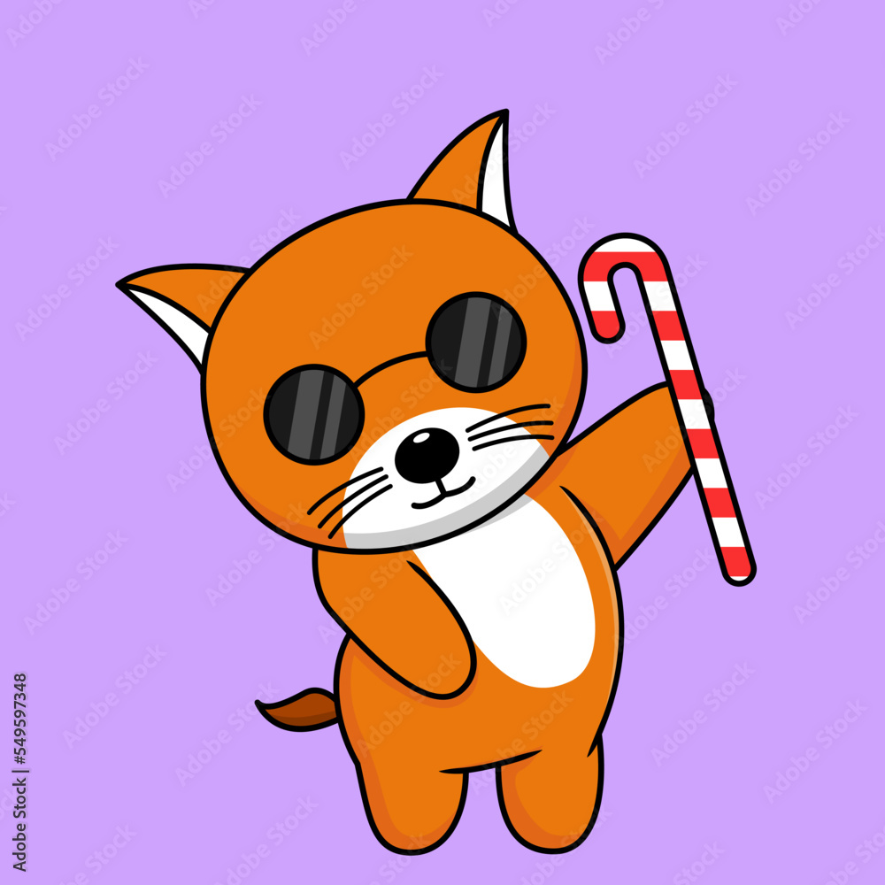 Fototapeta premium Cute orange cat character premium vector illustration