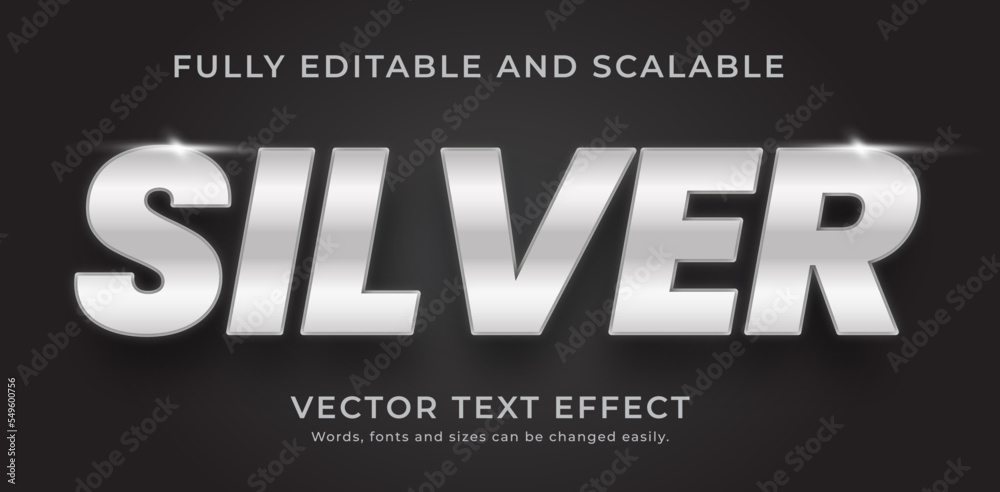 editable font style silver text effect