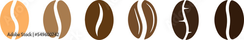 Set of coffee beans designed in different colors photo