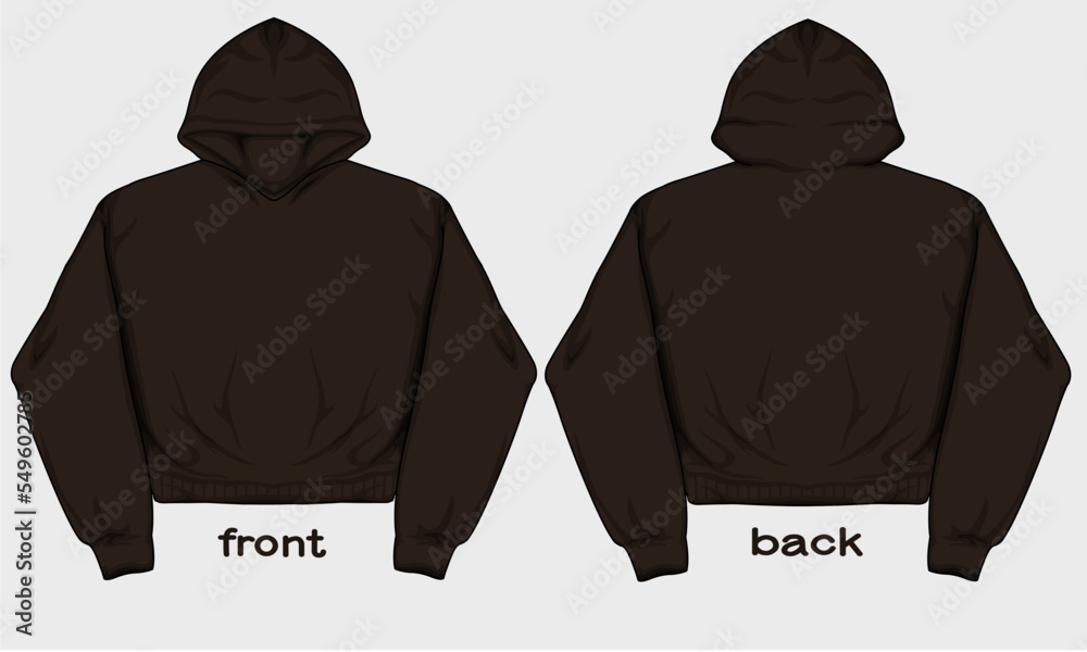 Dark brown crop top hoodie mock up which can be edited as needed in vector form.This design is for store products templates hoodie designs mock ups social media posts. Stock