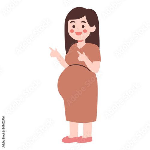 Pregnant woman with pointing finger