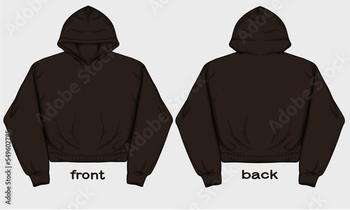 Dark brown crop top hoodie mock up, which can be edited as needed in vector form.This design is for store products, templates, hoodie designs, mock ups, social media posts.