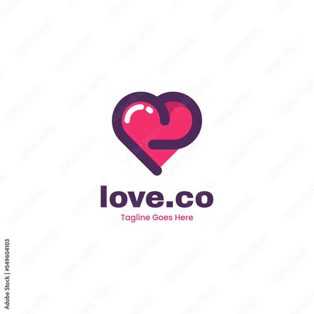Vector Logo Illustration Love Simple Mascot Style.