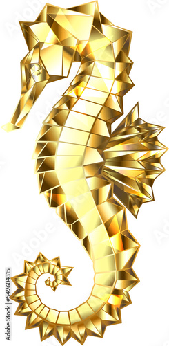 golden polygonal seahorse photo